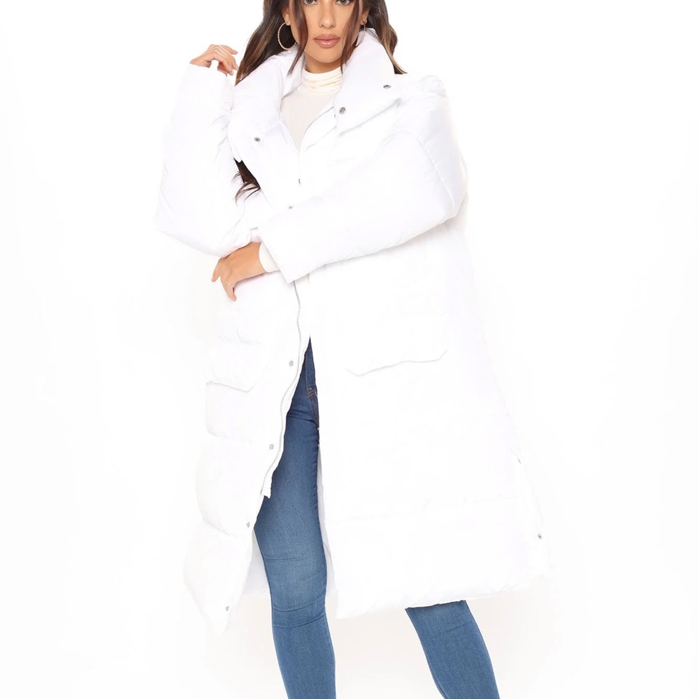 White trench puffer coat!